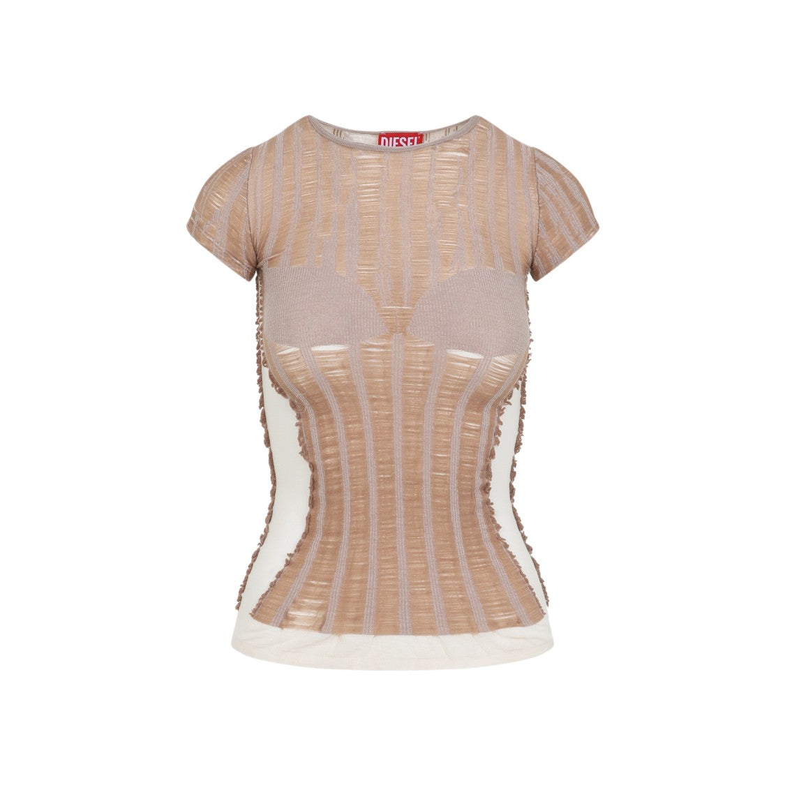Diesel Textured Fitted Top With Sheer