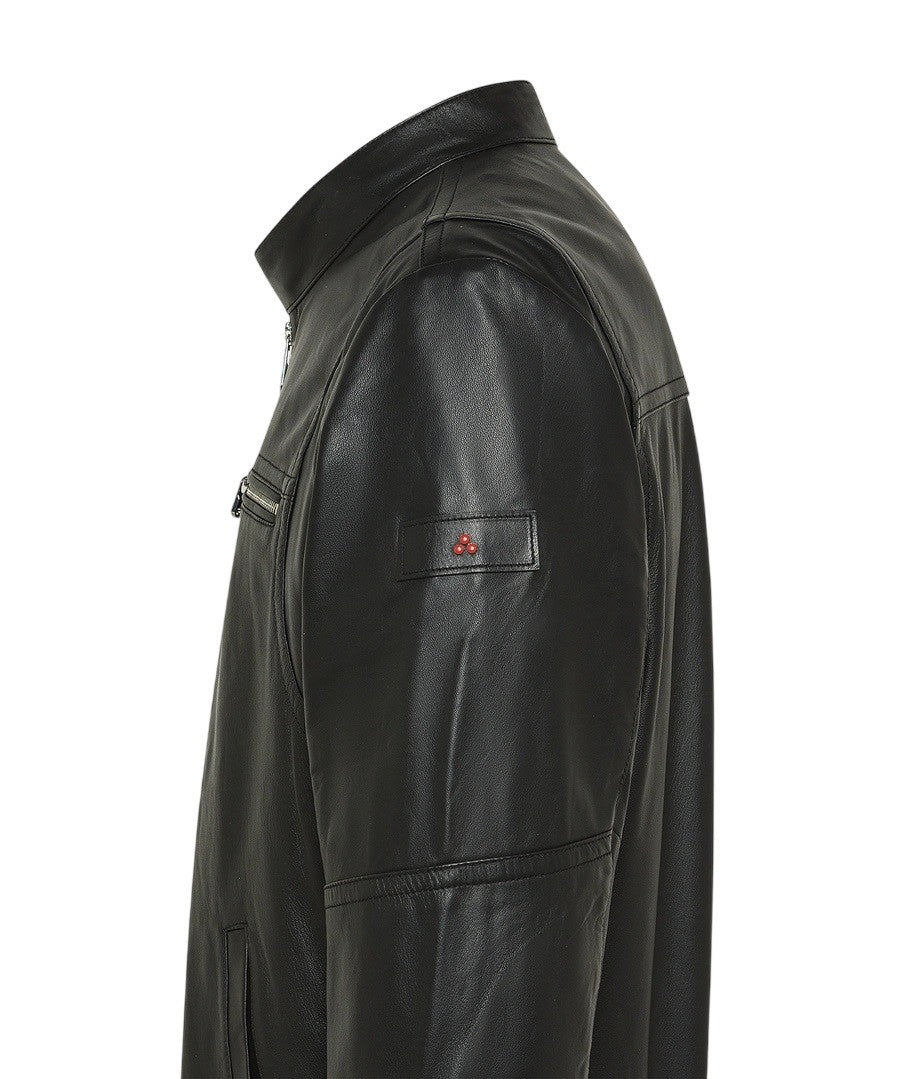 Peuterey Short Slim-Fit Biker Leather Jacket