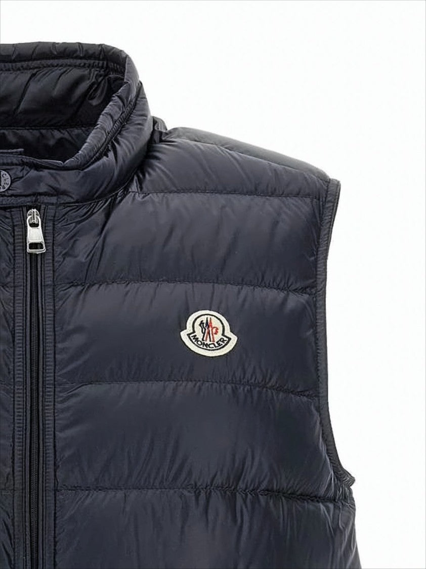 Moncler Sleek Padded Vest With Stand Collar And Logo Patch