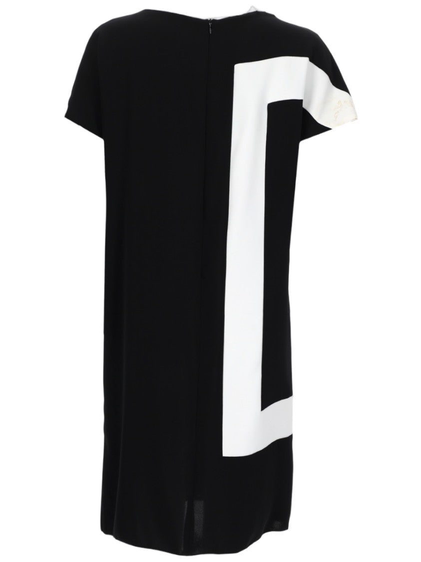 One Straight-Leg Dress With Geometric Pattern And Zipper Closure