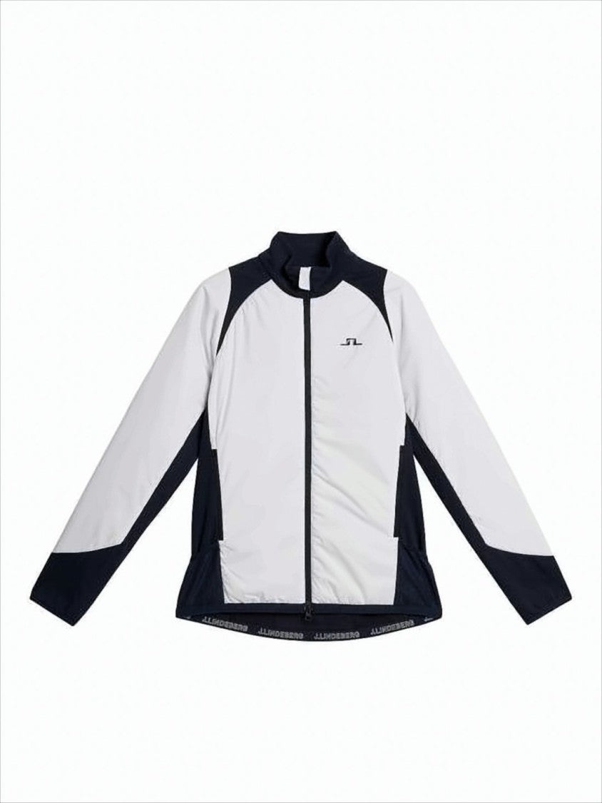J Lindeberg Fitted Color Block Jacket With Stand Collar