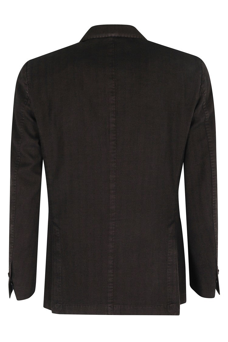 Santaniello Dark Brown Soft Cotton Monopetto Blazer
