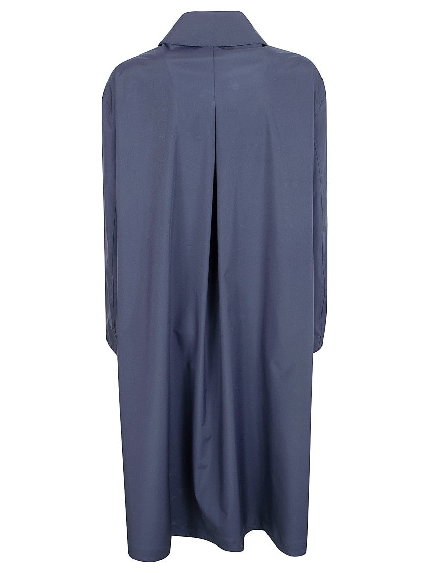 Herno Blue Coat With Classic Collar And Concealed Closure