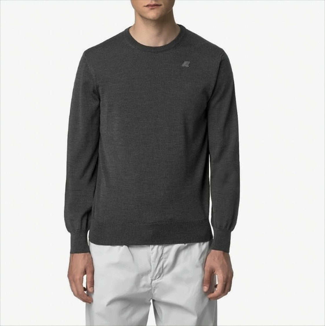 K-Way Grey Easy-Care Merino Wool Sweater