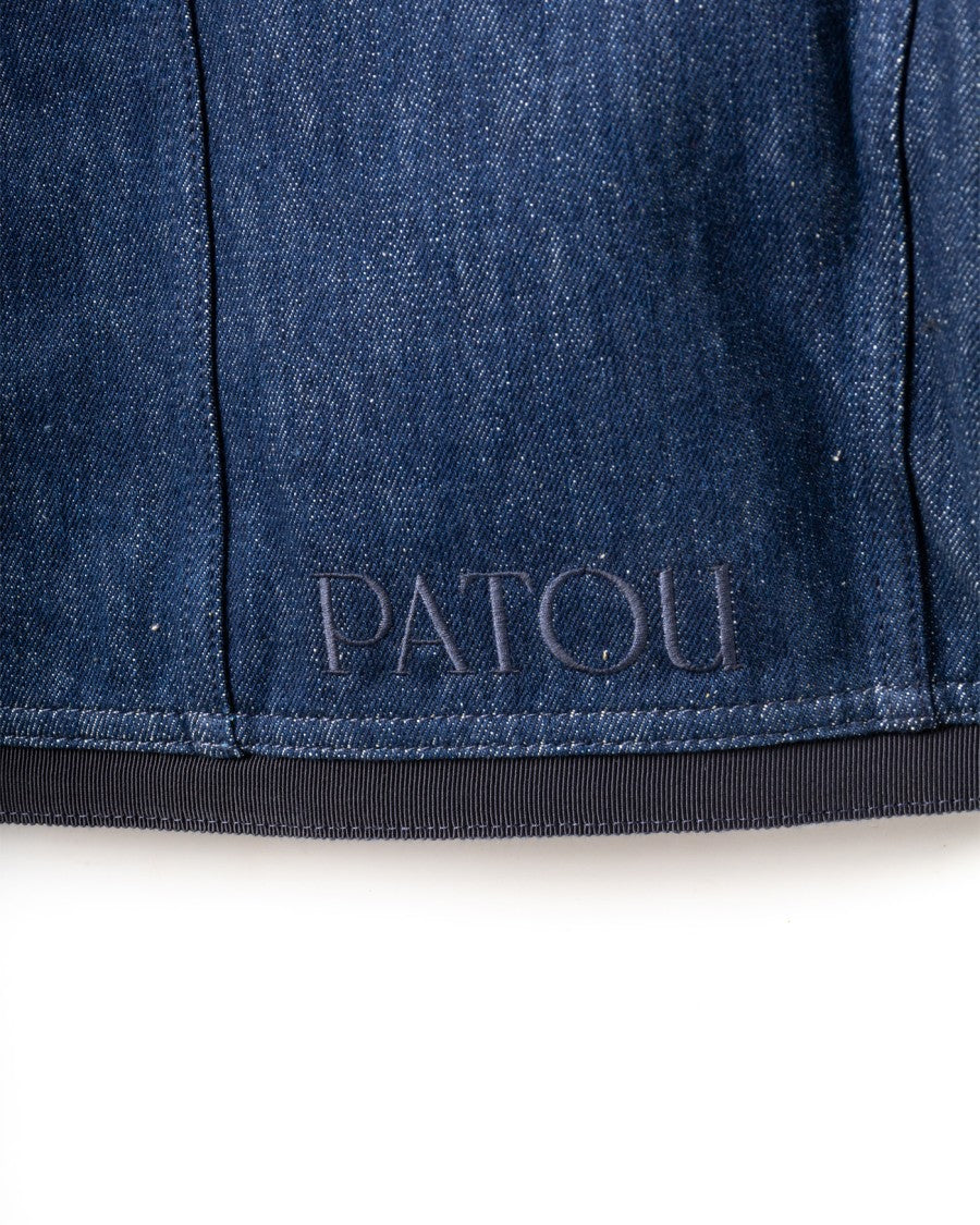 Patou Short Sleeves Cropped Jacket - Rodeo Blue