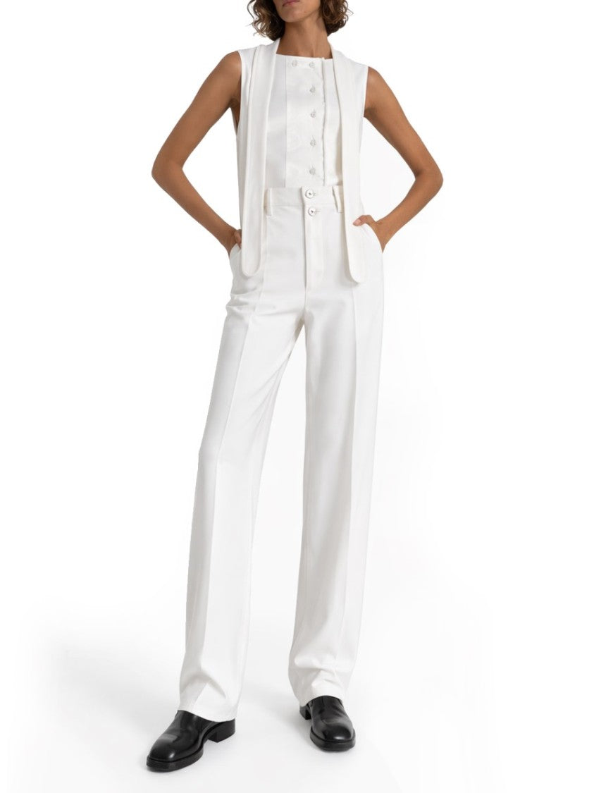 Lemaire Asymmetrical Ribbed Cotton-Linen Top