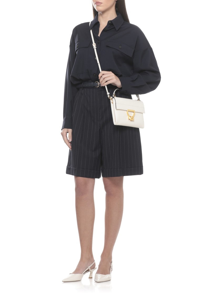 Coccinelle Ivory Pebbled Leather Arlettis Handbag With Gold-Tone Clasp