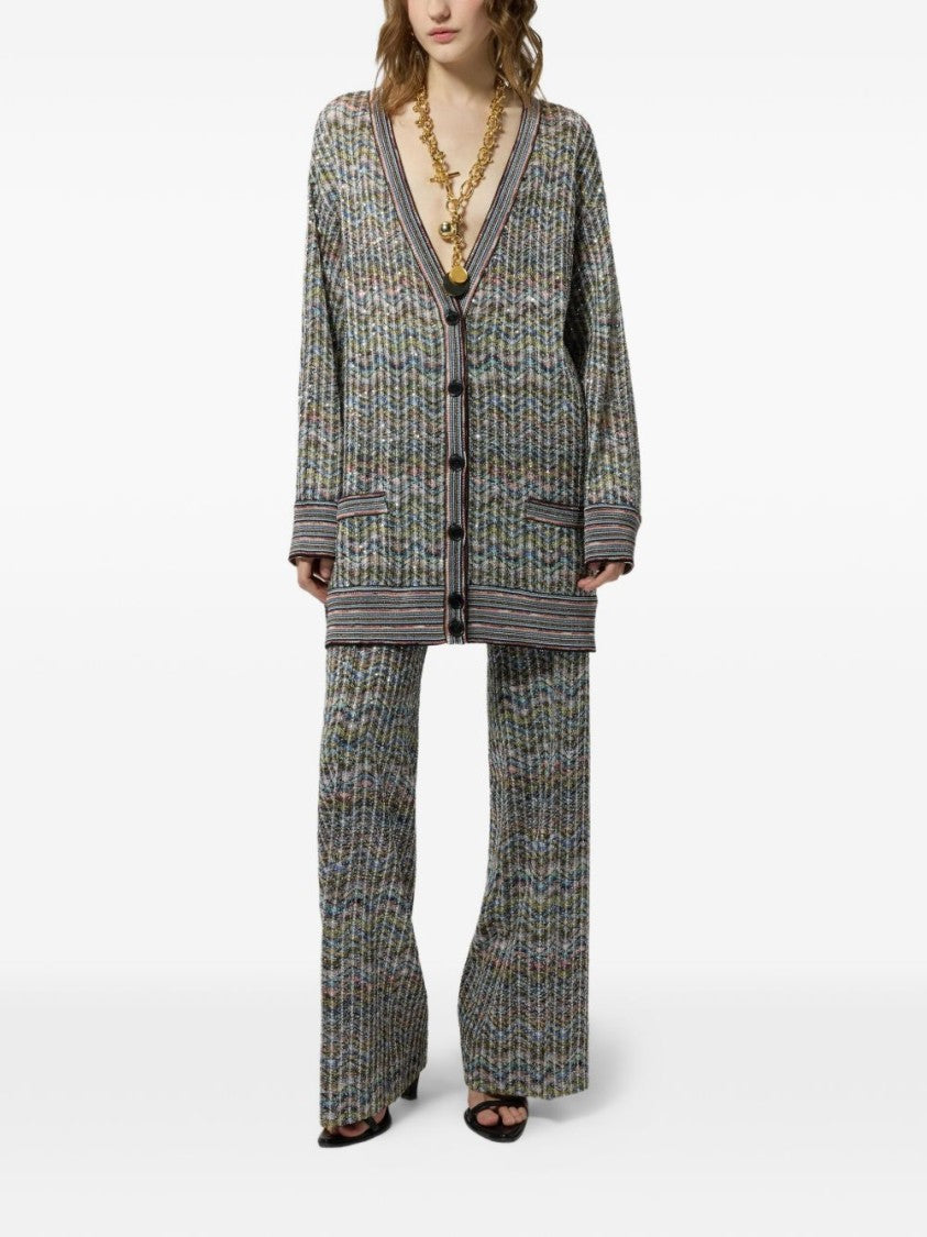 Missoni Multicolor Zigzag Knit V-Neck Cardigan