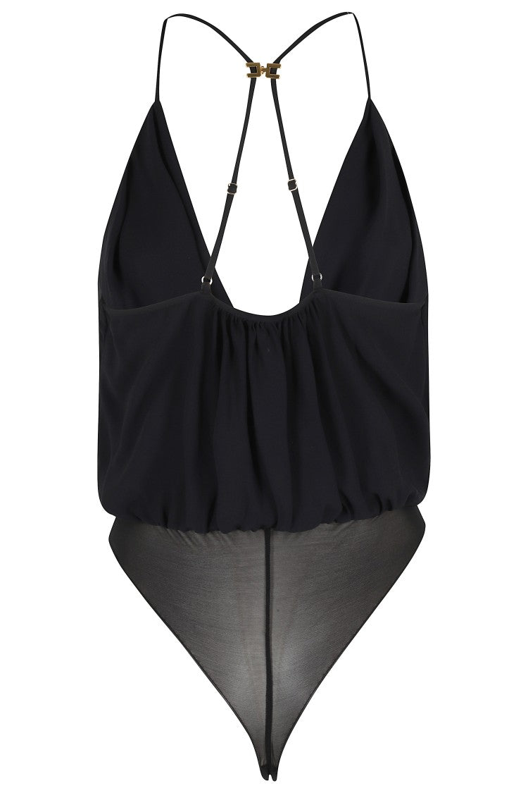 Elisabetta Franchi Black Viscose Georgette Bodysuit