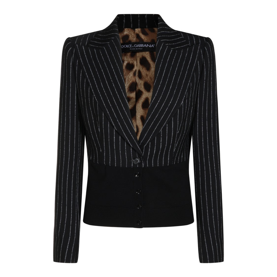 Dolce & Gabbana Tailored Pinstripe Leopard-Lined Blazer