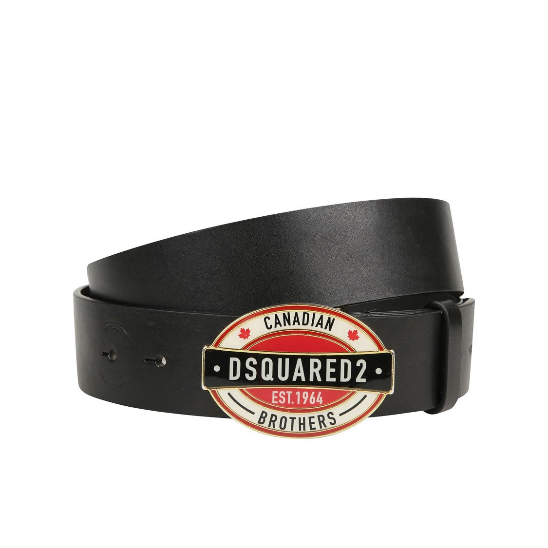 Dsquared2 Black Leather Belt With Bold Oval Buckle