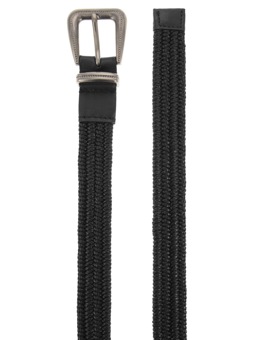 Brunello Cucinelli Rustic Woven Linen Belt