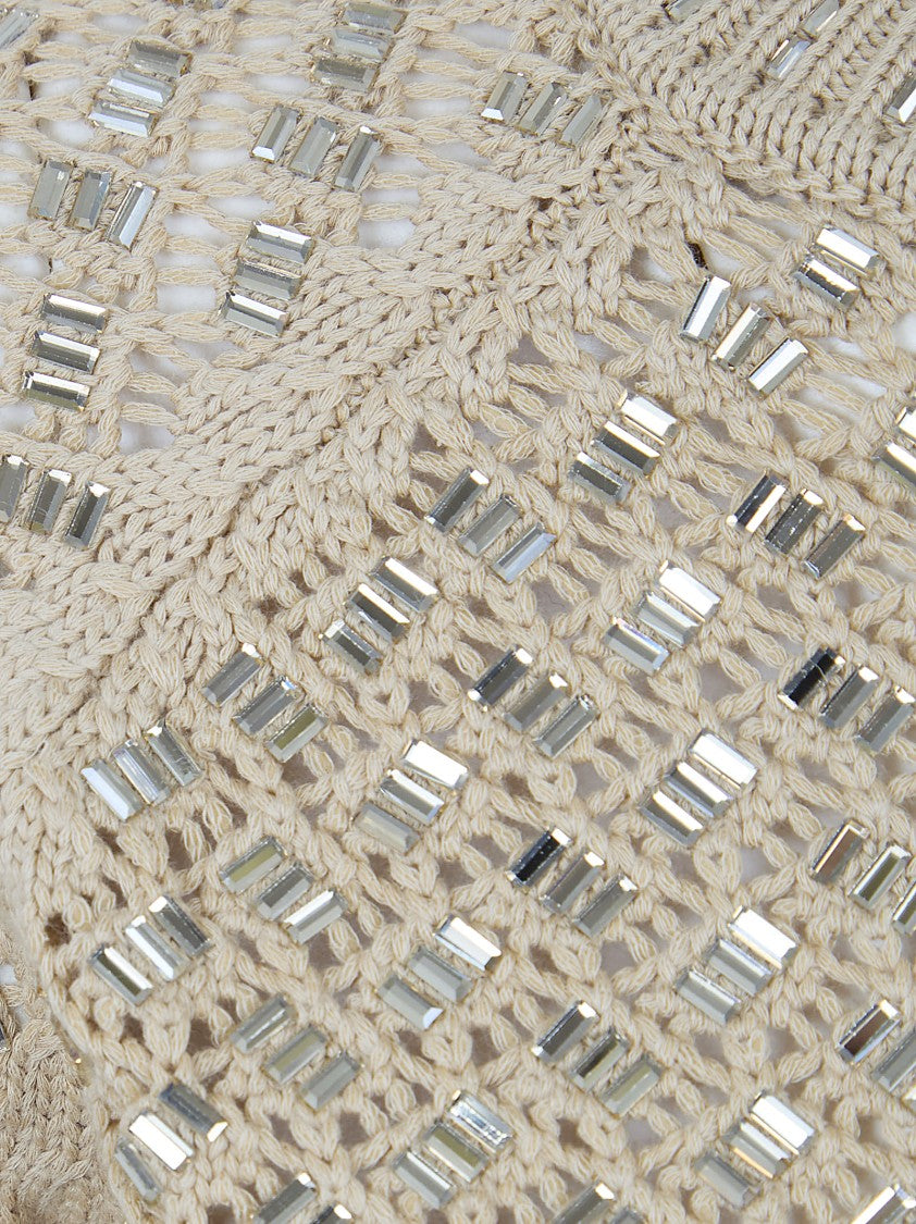 Ermanno Scervino Short-Sleeved Knit Sweater With Openwork Diamond Pattern