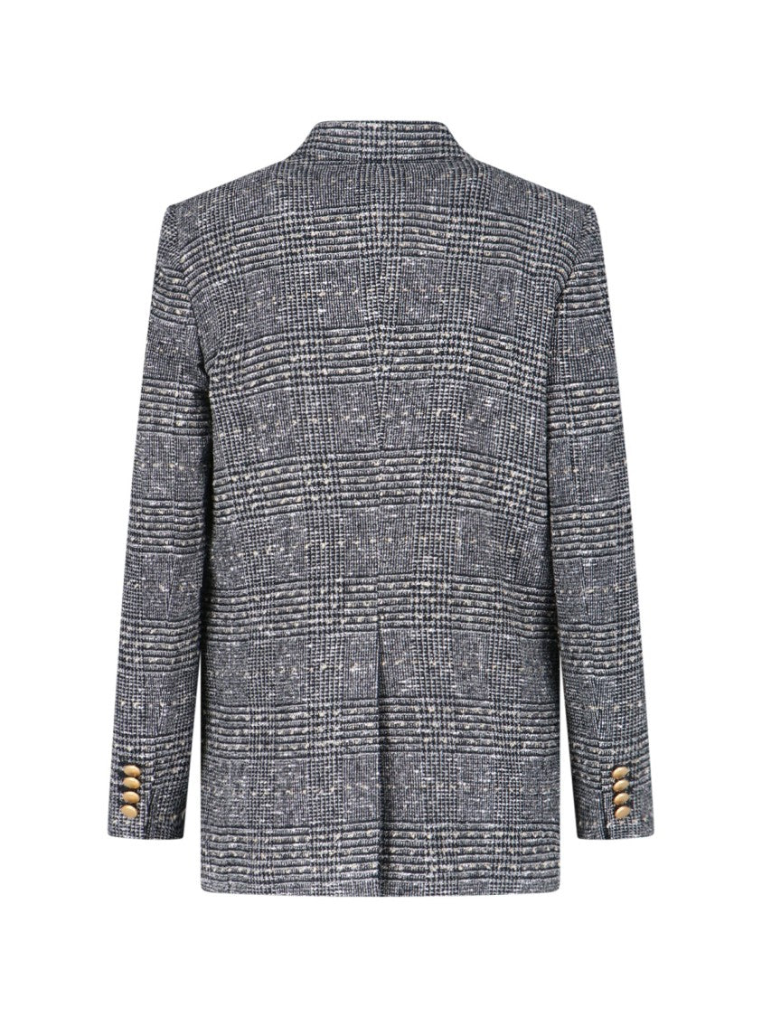 Tagliatore Tailored Double-Breasted Jacket With Textured Plaid Pattern