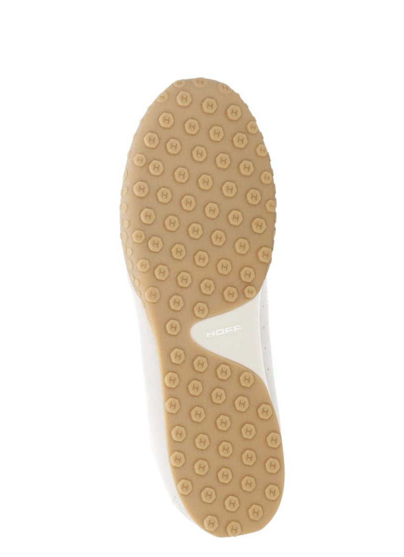 Hoff Beige Low-Profile Gold Accent Suede Sneakers