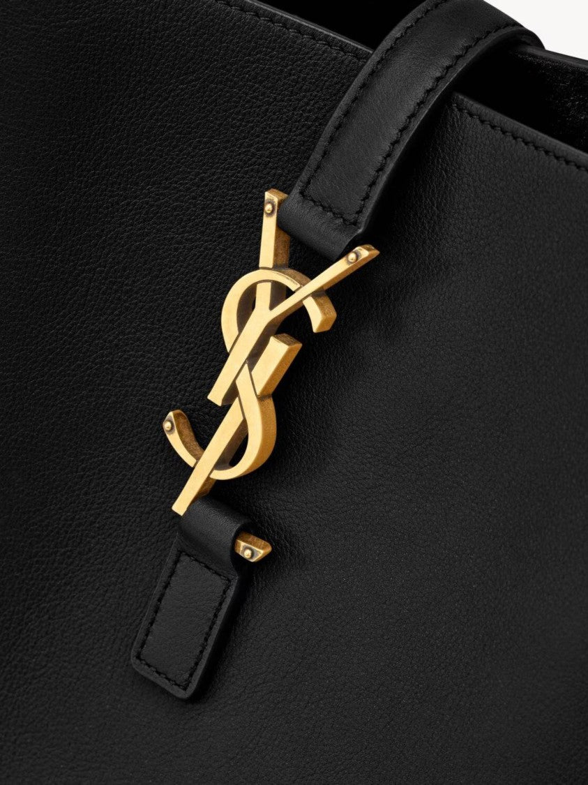 Saint Laurent Le 5A7 L Structured Black Leather Shoulder Bag