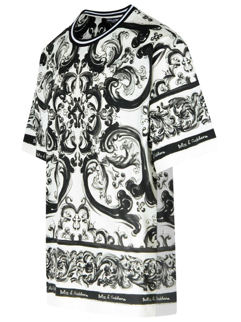 Dolce & Gabbana Short-Sleeved Majolica Print Cotton T-Shirt
