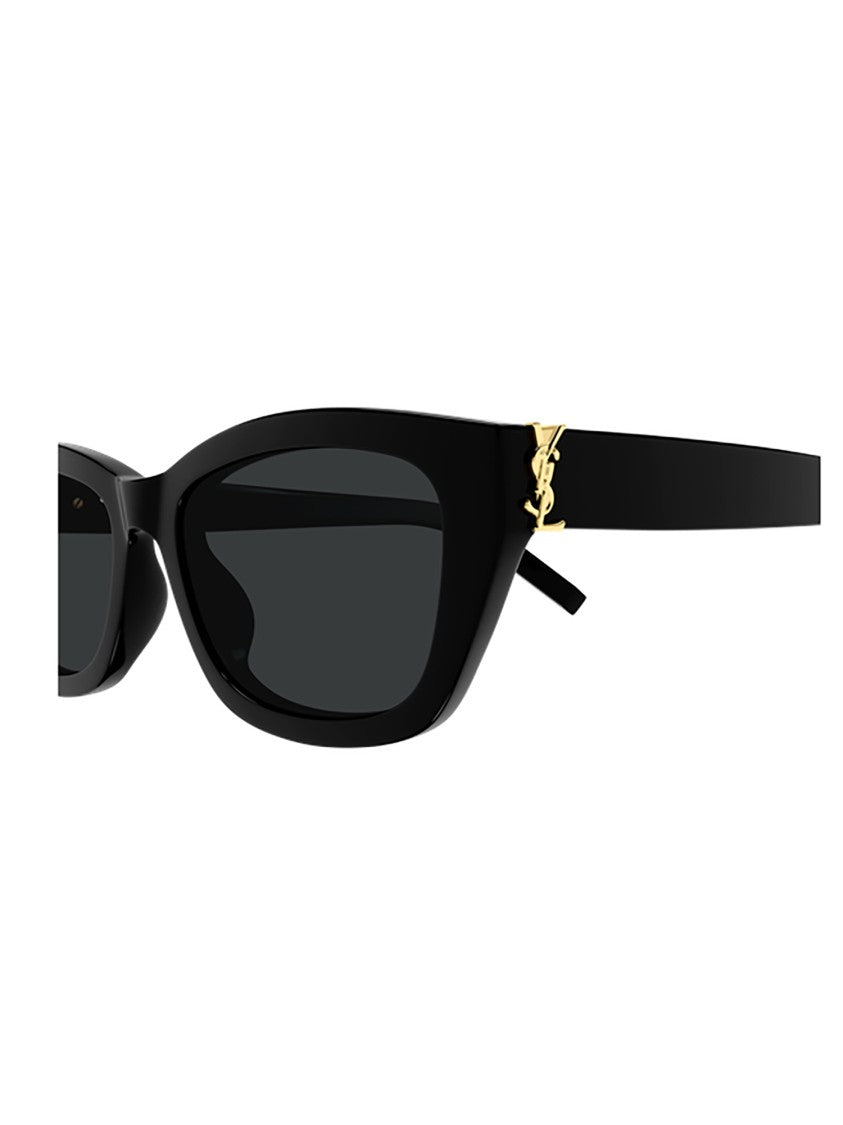 Saint Laurent Rectangular Black Sunglasses With Subtle Gold Logo