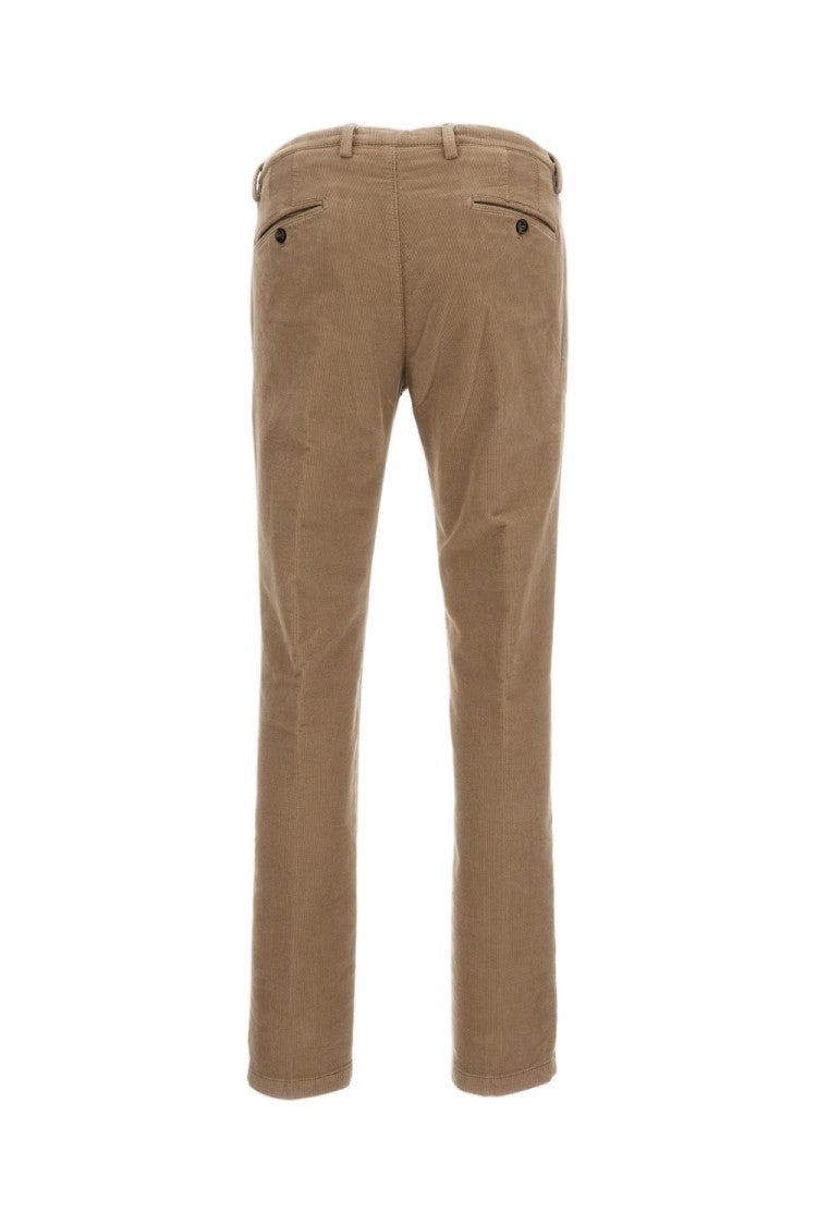 Briglia 1949 Beige Moleskin-Effect Cotton Twill Straight-Leg Pants