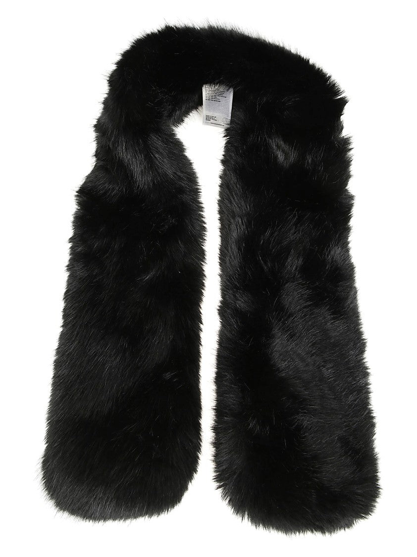 Stand Studio Plush Faux Fur Scarf With Rich Black Texture