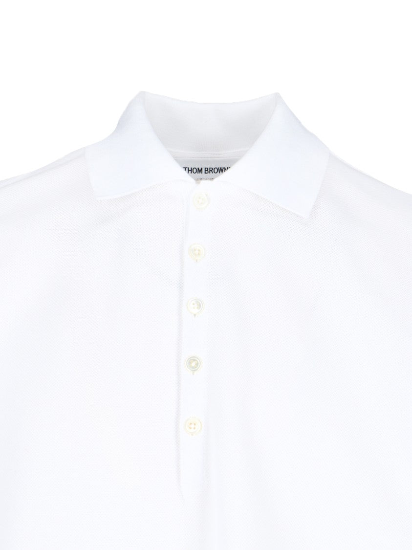 Thom Browne Polo Shirt With Tricolor Detail – White