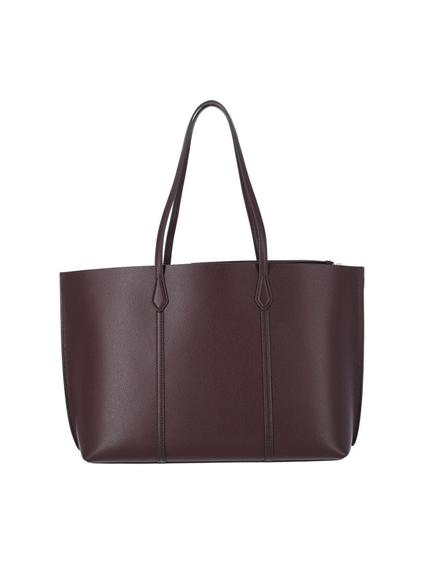 Tory Burch Burgundy Perry Embossed Logo Tote Bag
