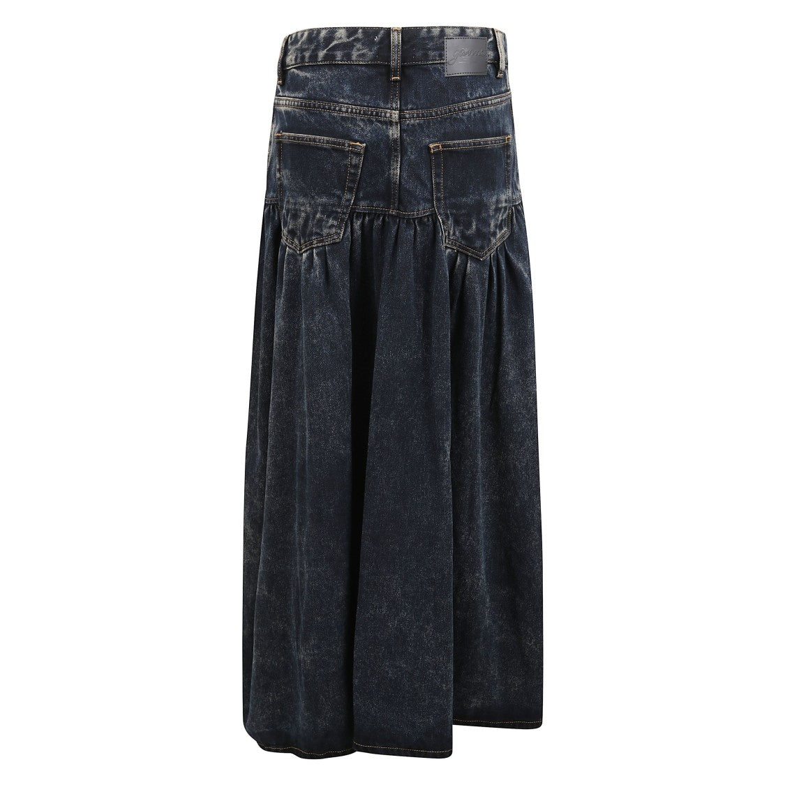 Ganni Low-Rise Washed Denim Skirt