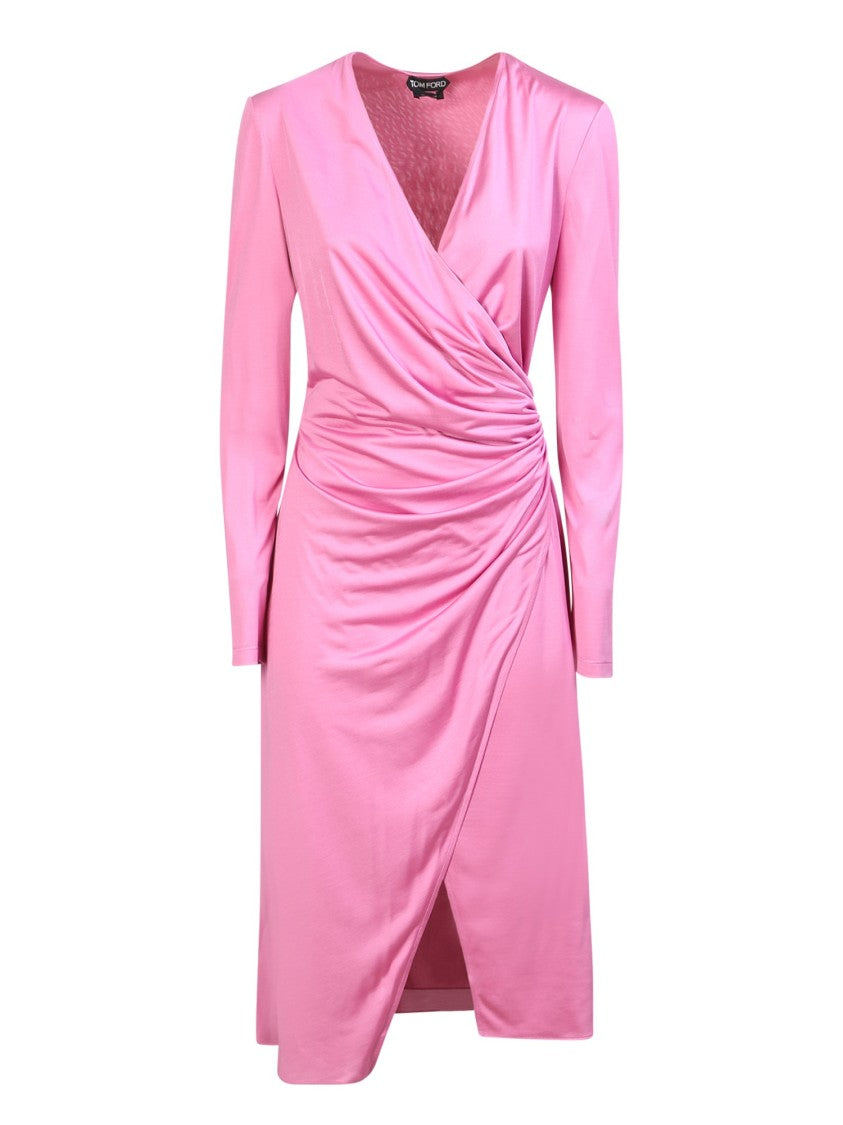 Tom Ford Pink Draped Silk Dress