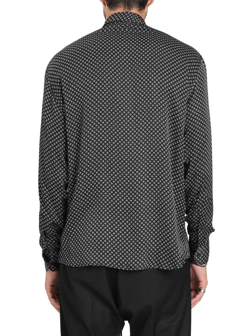I M Brian Black Geometric Pattern Viscose Shirt