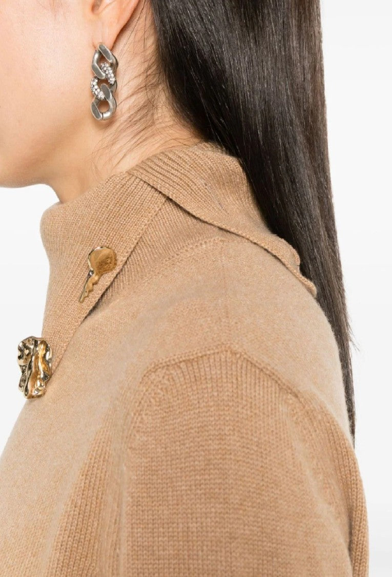 Fabiana Filippi High Neck Wool Knitwear With Button Detail