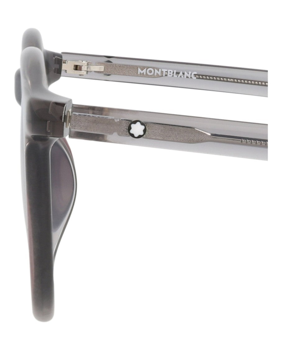 Montblanc Round-Frame Recycled Acetate Sunglasses With Saddle Nose Bridge