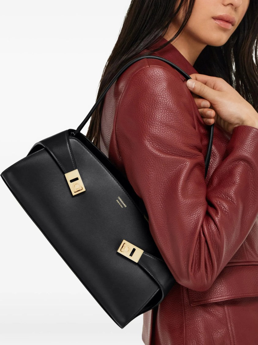 Salvatore Ferragamo Hug Sh Ew Calf Leather Handbag