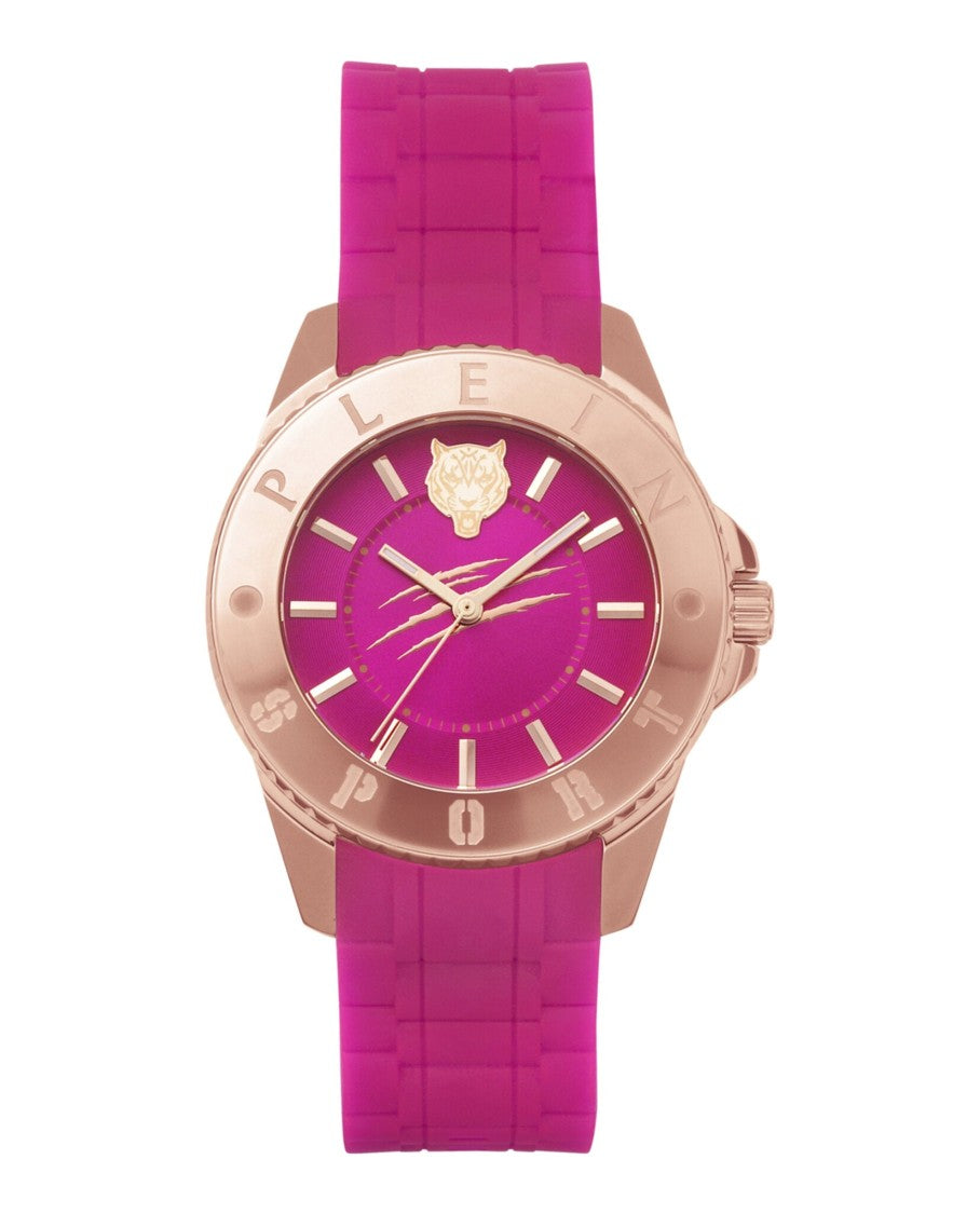 Plein Sport Quartz Movement Watch With Pink Guilloche Dial