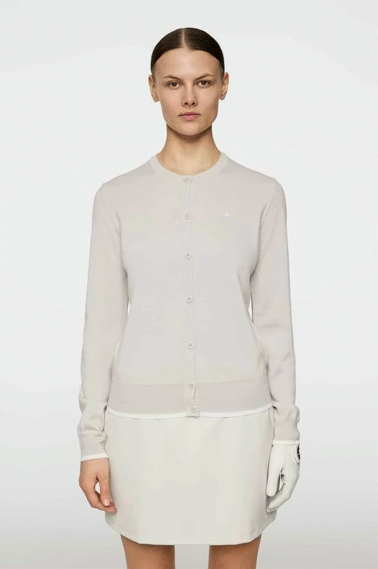 J Lindeberg Fine Knitted Cardigan With Classic Round Neckline
