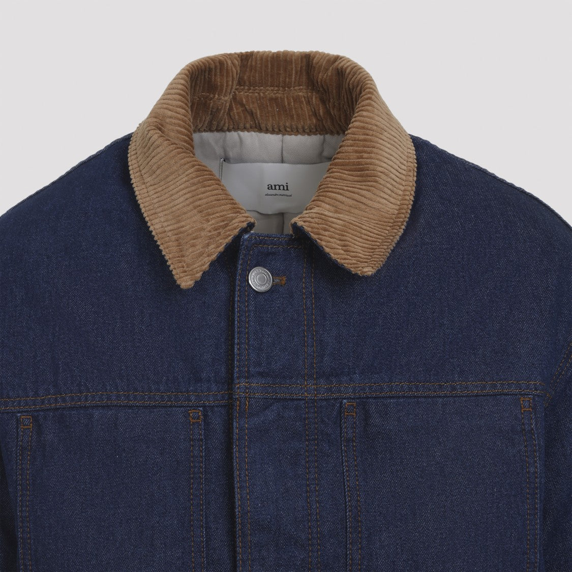 Ami Paris Indigo Blue Cotton Padded Worker Jacket
