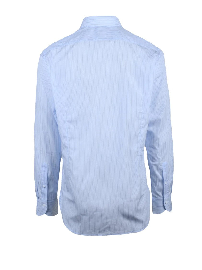 Carrel Sky Blue White Cotton Men Shirt