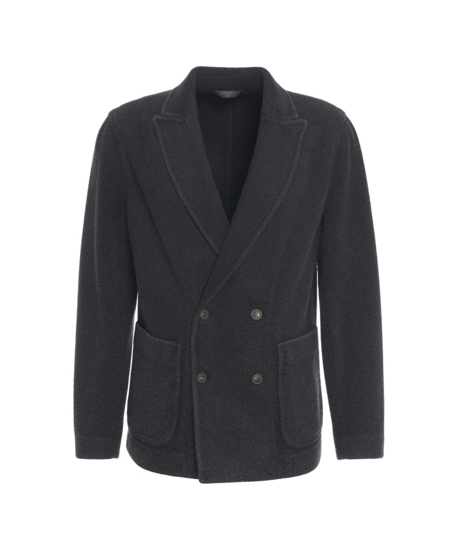 Circolo 1901 Double-Breasted Blazer With Classic Lapel And Textured Knit