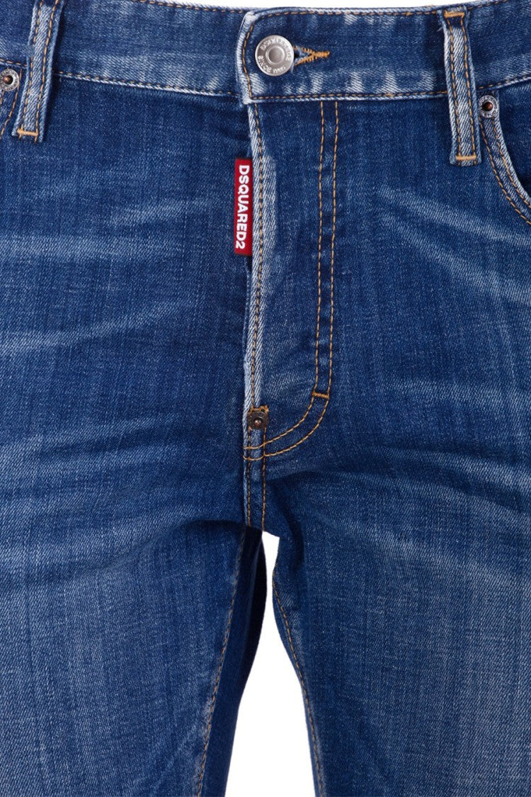 Dsquared2 Blue Cotton Whiskered Slim Jeans