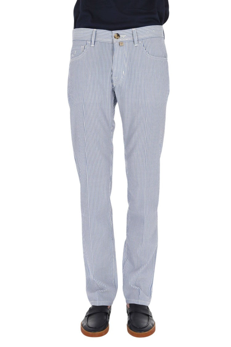Jacob Cohen Striped Embossed Virgin Wool Pants