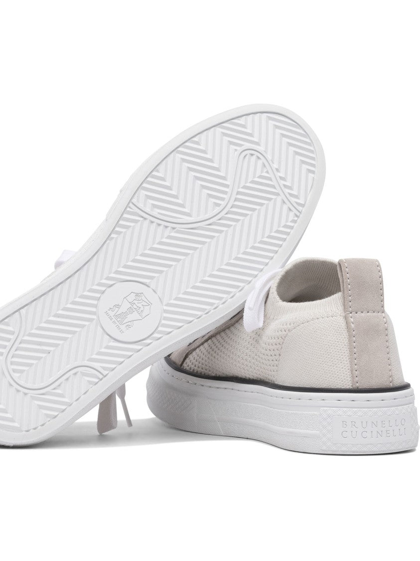 Brunello Cucinelli Slip-On Sneakers With Leather