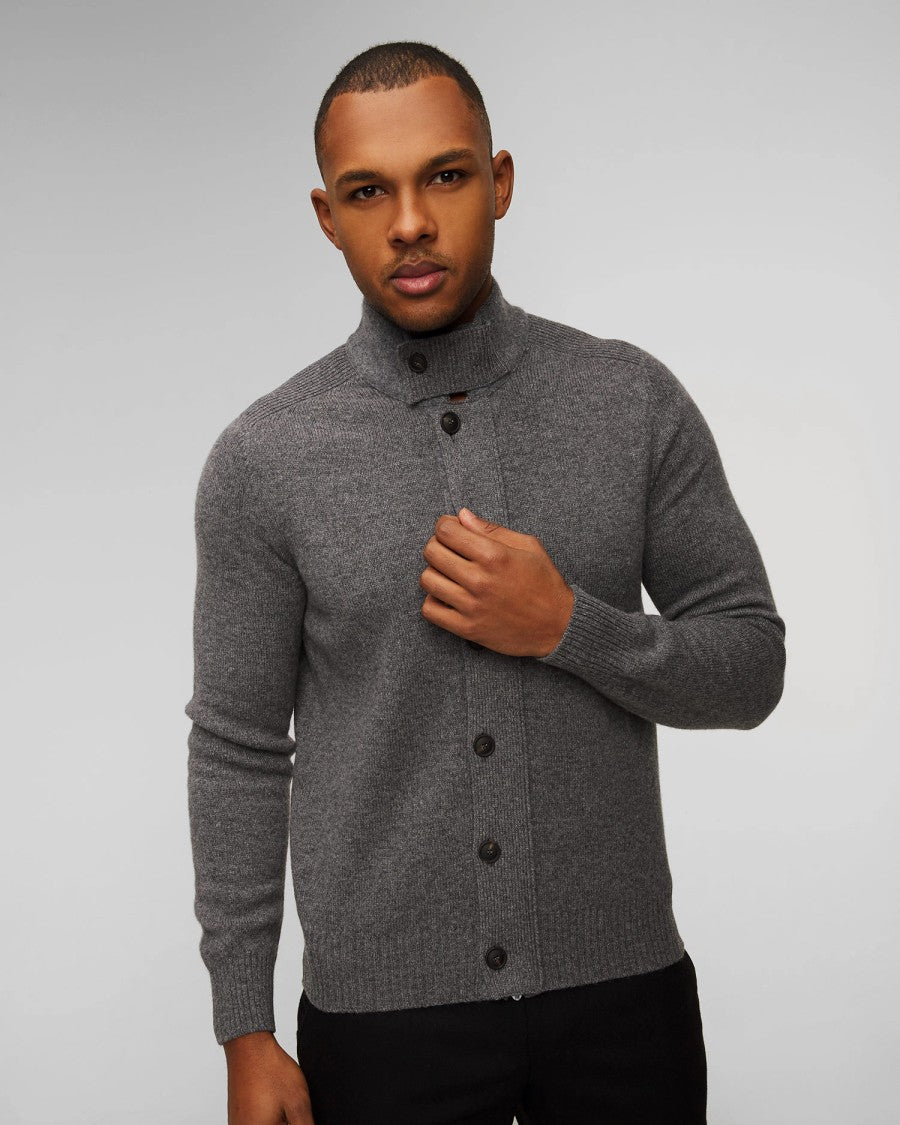 Paolo Fiorillo Capri Ribbed Collar Zip Cardigan With Button Closure