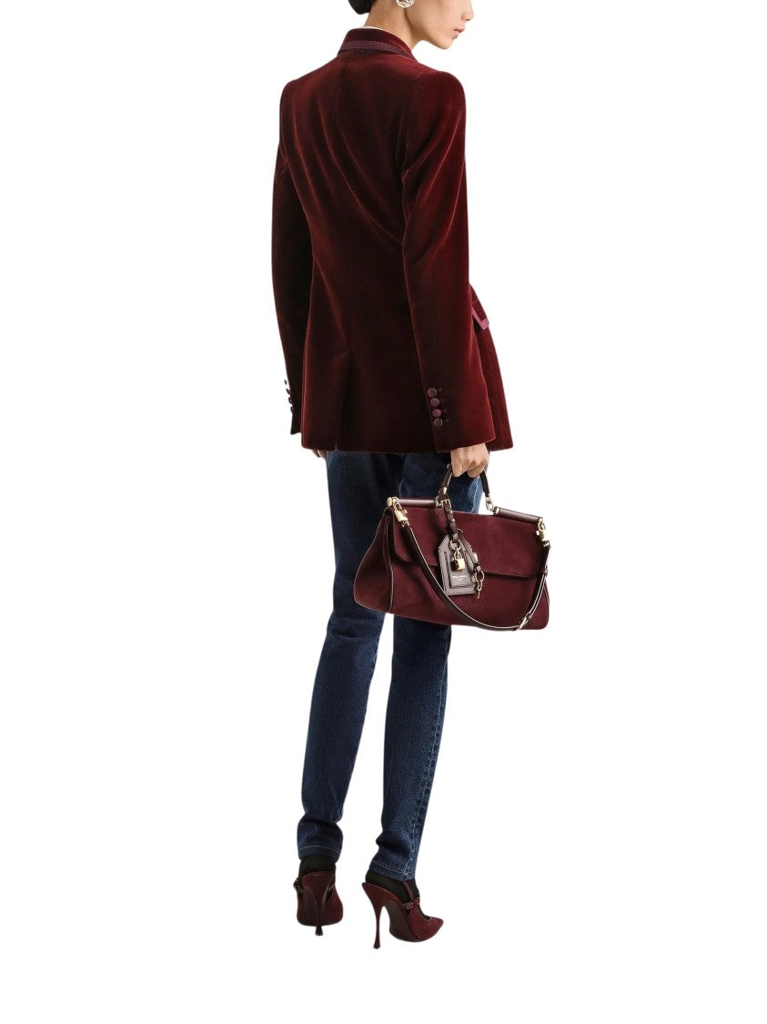 Dolce & Gabbana Turlington-Shaped Velvet Jacket With Peak Lapels And Contrasting Trims