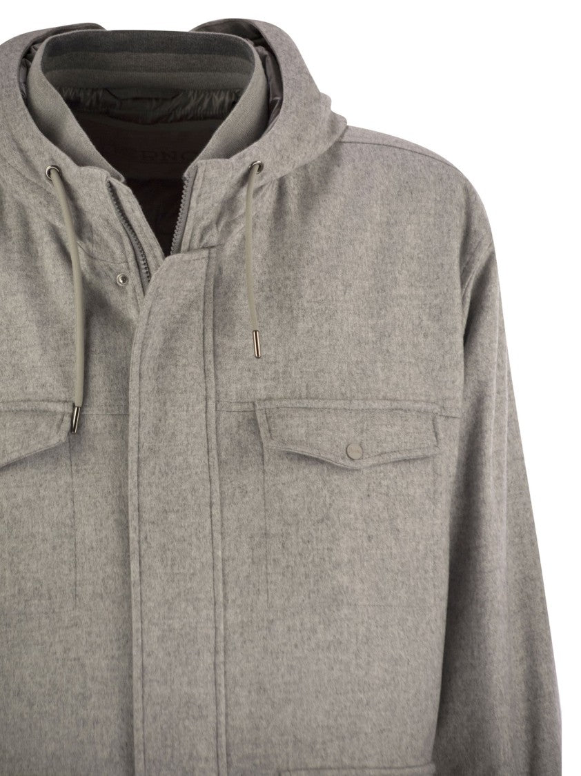 Herno Field Jacket In Silk And Cashmere