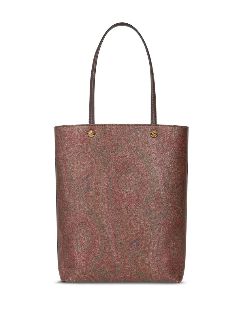 Etro Vertical Shopping Brown Paisley Pattern Tote