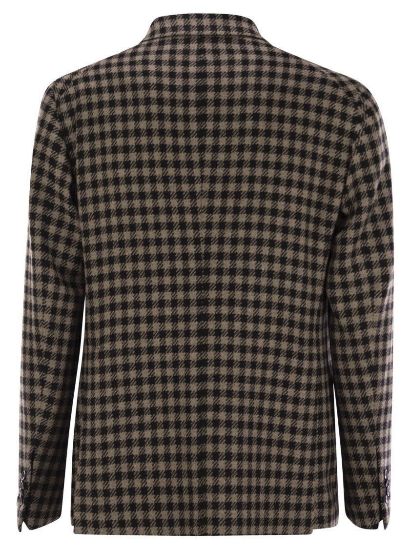 Tagliatore Houndstooth Virgin Wool Blend Jacket