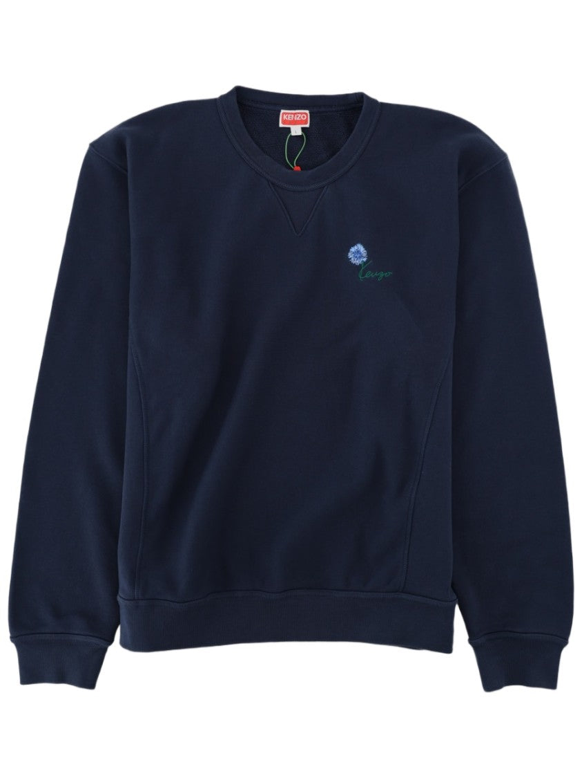 Kenzo Tulip Embroidered Motif Crew Neck Cotton Sweatshirt