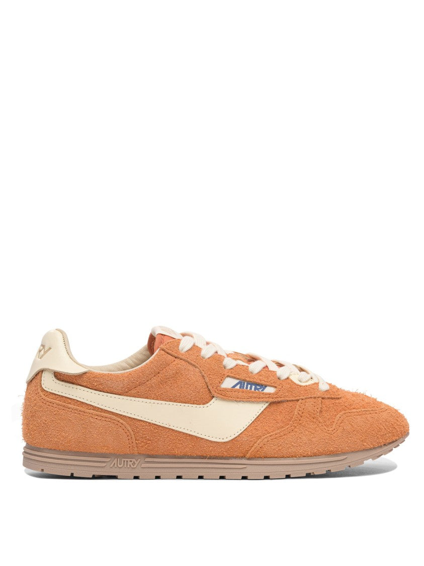 Autry Warm Orange Suede And Leather Sneakers