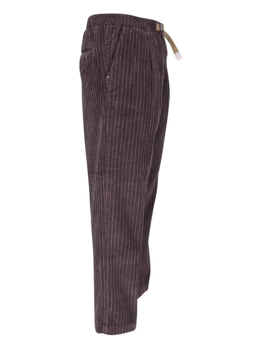 White Sand Bordeaux Cotton Corduroy Straight-Leg Pants