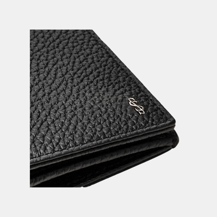 Serapian Cachemire Leather Black Wallet With Palladium Finish
