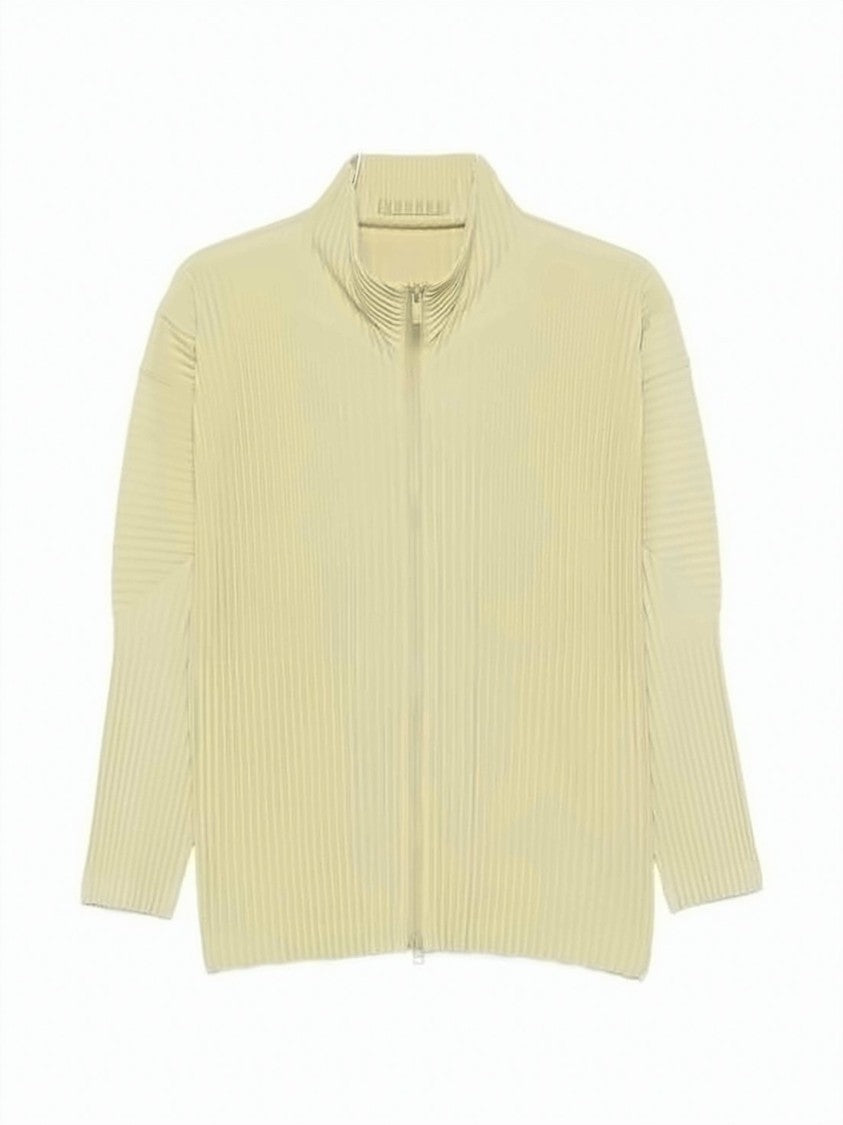 Homme Plissé Issey Miyake Pleated Textured Jacket With High Collar And Zipper Closure